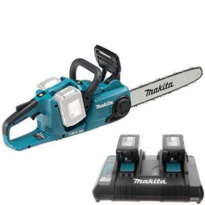 Makita DUC353Z Battery powered Electric Chainsaw 2 5Ah 18V Batteries and Battery Charger Included