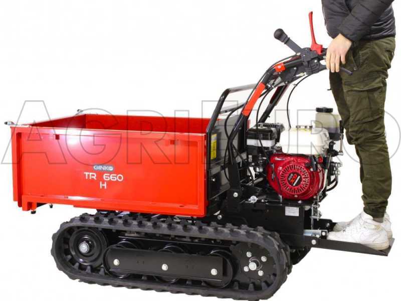 GINKO TR 660 Extensible Tracked Power Barrow with Hydraulic Tipping, Honda GX200 Engine