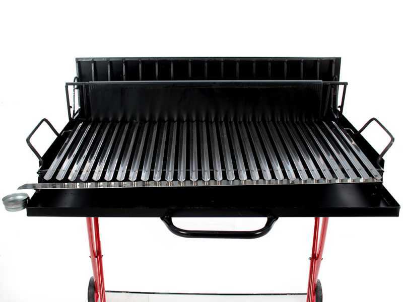 100 cm Wood-fired Barbecue with 98x48 Stainless Steel Grid and V Grooves for Grease Recovery - Foldable and Portable
