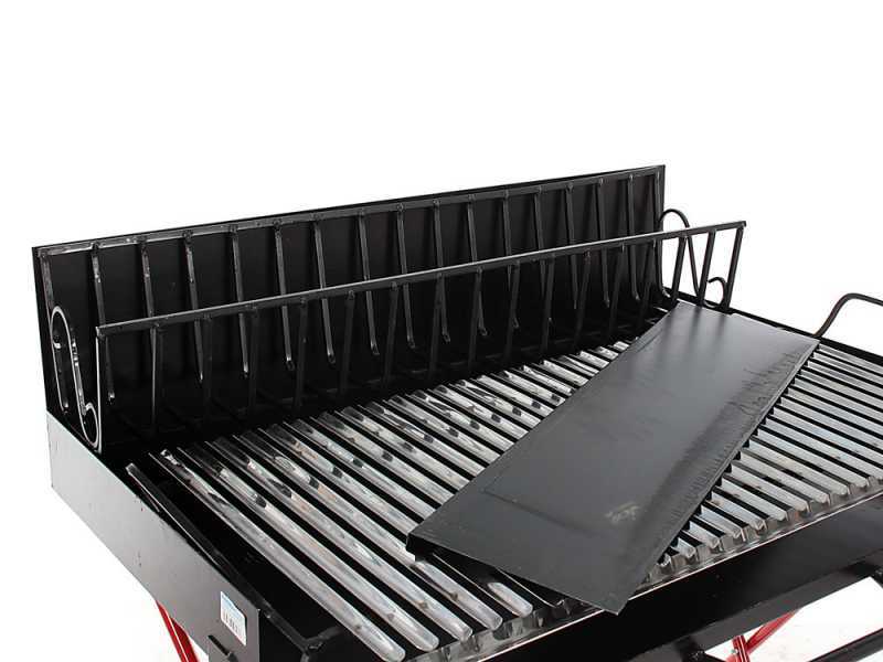 100 cm Wood-fired Barbecue with 98x48 Stainless Steel Grid and V Grooves for Grease Recovery - Foldable and Portable