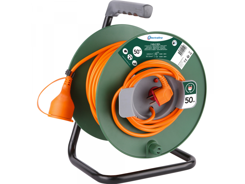 Electraline Cable reel - 50 m - Universal socket 3 x 1.5 (3 cables with 1.5  mm² section)