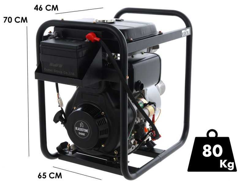 BlackStone BD 10000ES Diesel Water Pump, 100 mm Fittings - 4 inches - electric start - 14 L tank - Euro 5