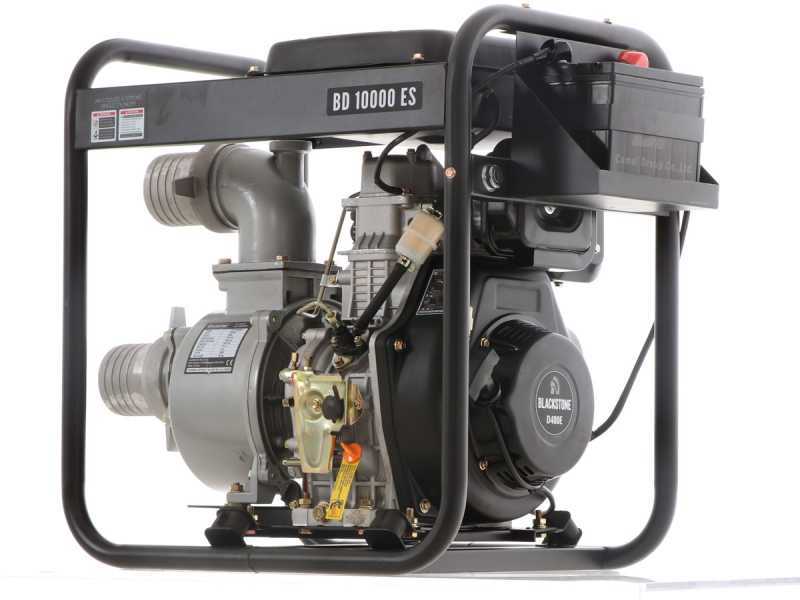 BlackStone BD 10000ES Diesel Water Pump, 100 mm Fittings - 4 inches - electric start - 14 L tank - Euro 5