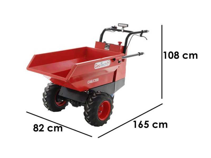 Battery-Powered Power Wheelbarrow GeotechPro Mini Dumper Car E300 - Manual Dumper Barrow 300 Kg