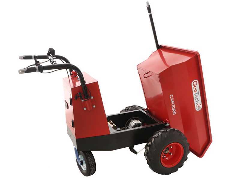 Battery-Powered Power Wheelbarrow GeotechPro Mini Dumper Car E300 - Manual Dumper Barrow 300 Kg