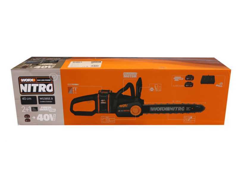 WORX WG385E NITRO 40V Battery-powered Electric Chainsaw - 2x 20 V - 4Ah