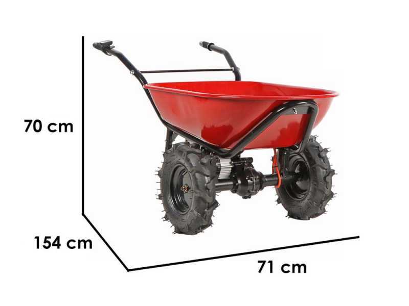 Geotech CAR 260T-100 Electric Wheelbarrow with traktor wheels - 40 V 6Ah Battery