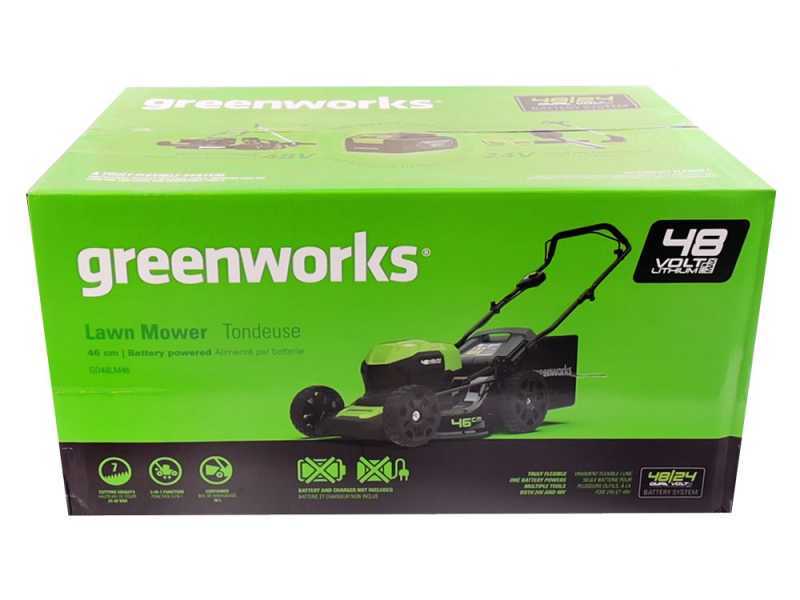 Greenworks GD48LM46 48V Battery-powered Electric Lawn Mower - 46 cm Cutting Width - 4Ah Battery