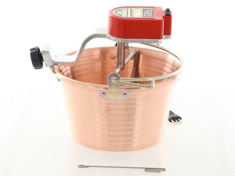 NuovaFac Cuoca Automatica Hammered Copper Pot with Electric Motor for Polenta, 9 L Flat Base - 5W