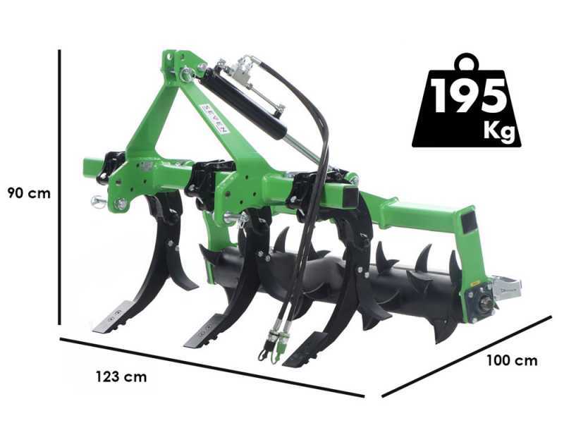 SevenItaly Simply 3-Element Tractor-Mounted Ripper - 120cm hydraulic roller