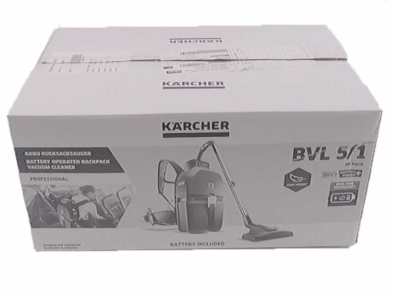 Karcher PRO BVL 3/1 Bp -  Heavy-Duty Battery-Powered Backpack Vacuum Cleaner - 36V - BATTERY AND BATTERY CHARGER NOT INCLUDED