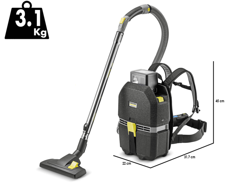 Karcher PRO BVL 3/1 Bp -  Heavy-Duty Battery-Powered Backpack Vacuum Cleaner - 36V - BATTERY AND BATTERY CHARGER NOT INCLUDED