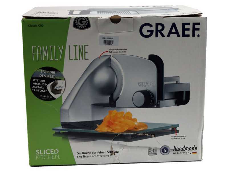 GRAEF CLASSIC C90 Silver - Meat Slicer 2-in-1 with Vegetables Slicer - 170mm blade