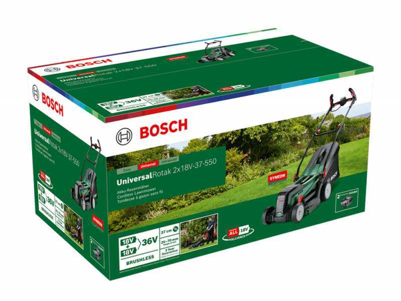 BOSCH UniversalRotak Battery-Powered Electric Lawn Mower 2x18V-37-550 - BATTERY AND BATTERY CHARGER NOT INCLUDED