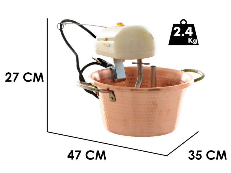 LAR Polentamatic - Hammered Electric Copper Pot for polenta 4.5 L - 8W