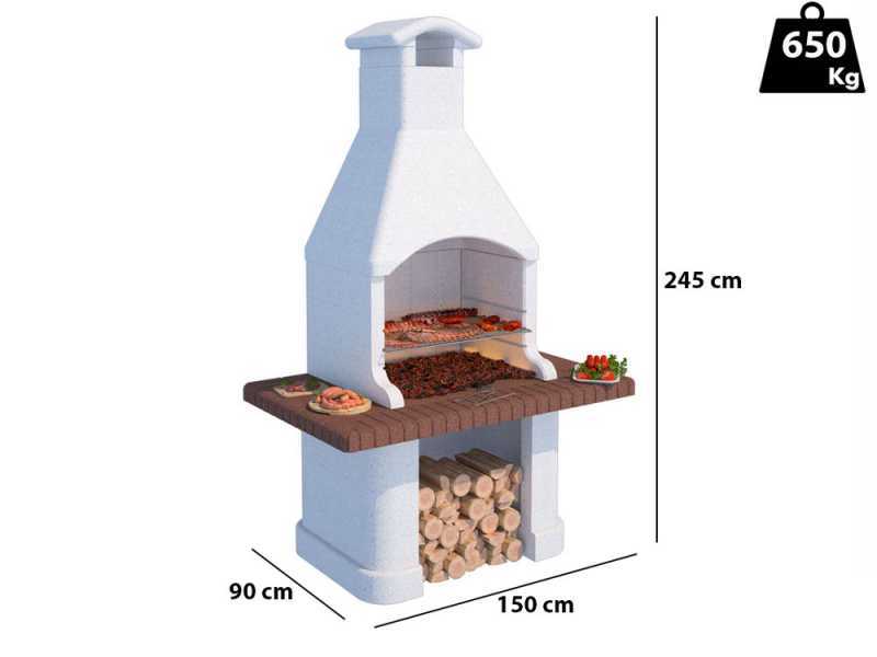 Linea VZ Posillipo -  Wood and Charcoal Masonry Barbecue