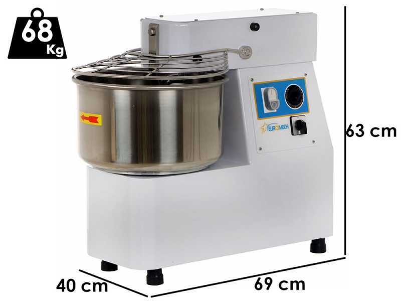 Euromech ETF 20 2v - Spiral Dough Mixer - 18Kg capacity - Three-Phase and 2 Speeds