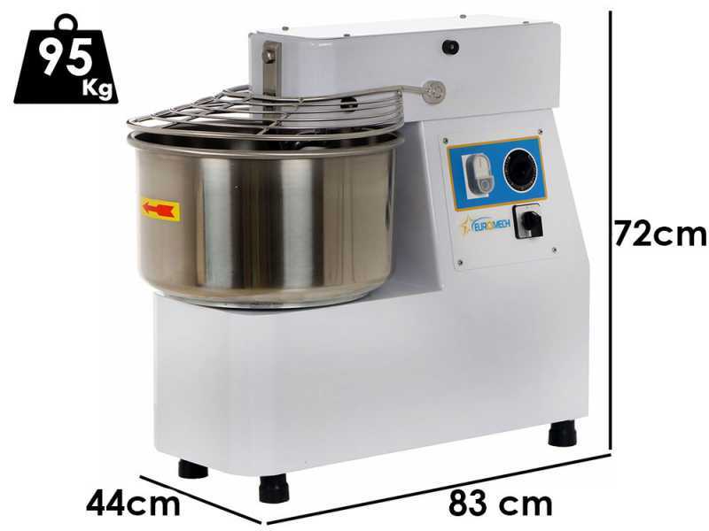 Euromech ETF 30 2v - Spiral Dough Mixer - 25 KG Capacity - Three-Phase and Dual Speed