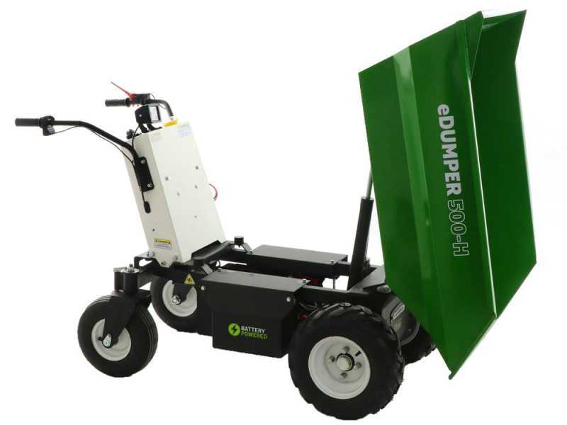 GREENBAY eDUMPER 500-H - Battery-Powered Electric Wheelbarrow - 48V 32Ah - Hydraulic Tilting System