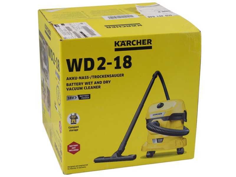 Karcher WD 2-18 - Wet and Dry Vacuum cleaner - 12 l drum - 18 V - WITHOUT BATTERIES AND CHARGER