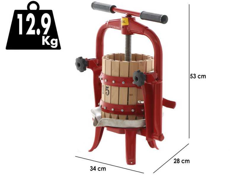 Baesso F15 Manual Fruit Press - Screw Press for Fruits and Vegetables - 6 L Capacity