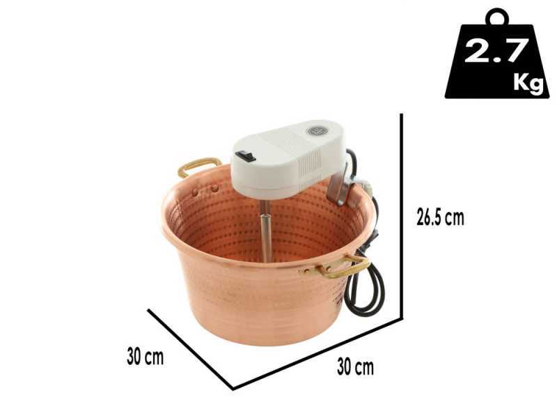 Novital - Hammered Electric Copper Pot for Polenta with Flat Base 7,3L - 4W