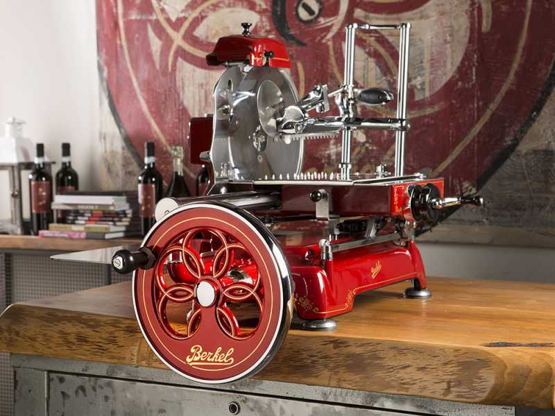 Berkel Tribute Red - Flywheel Meat Slicer With Stand - 300 mm Hard-Chrome Steel Blade