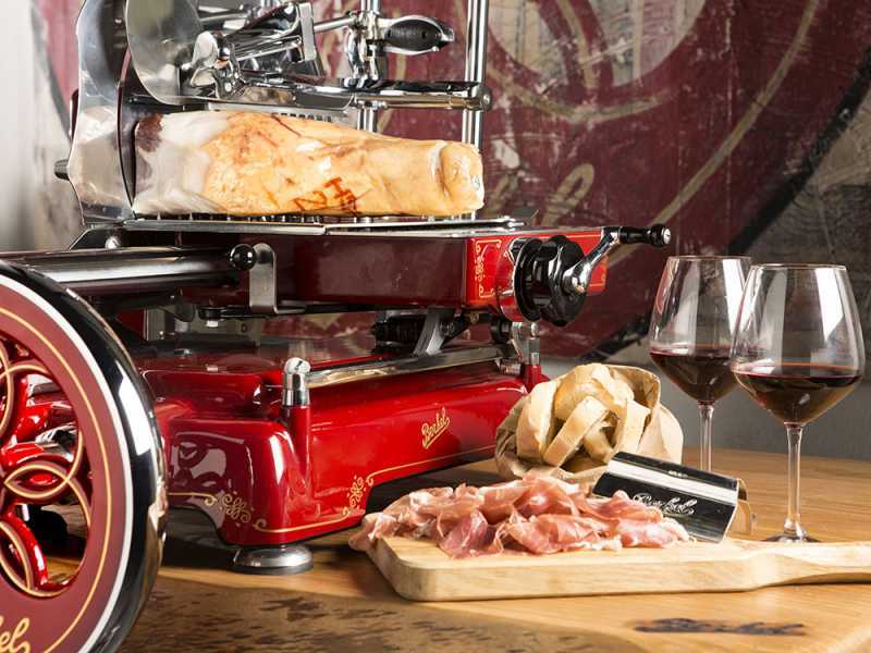 Berkel Tribute Red - Flywheel Meat Slicer With Stand - 300 mm Hard-Chrome Steel Blade