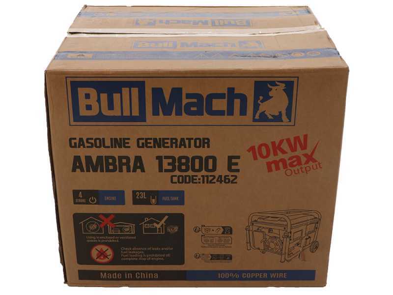 BullMach AMBRA 13800 E - Petrol-powered Wheeled Generator with Single-phase 10 kW AVR - ATS Panel Included
