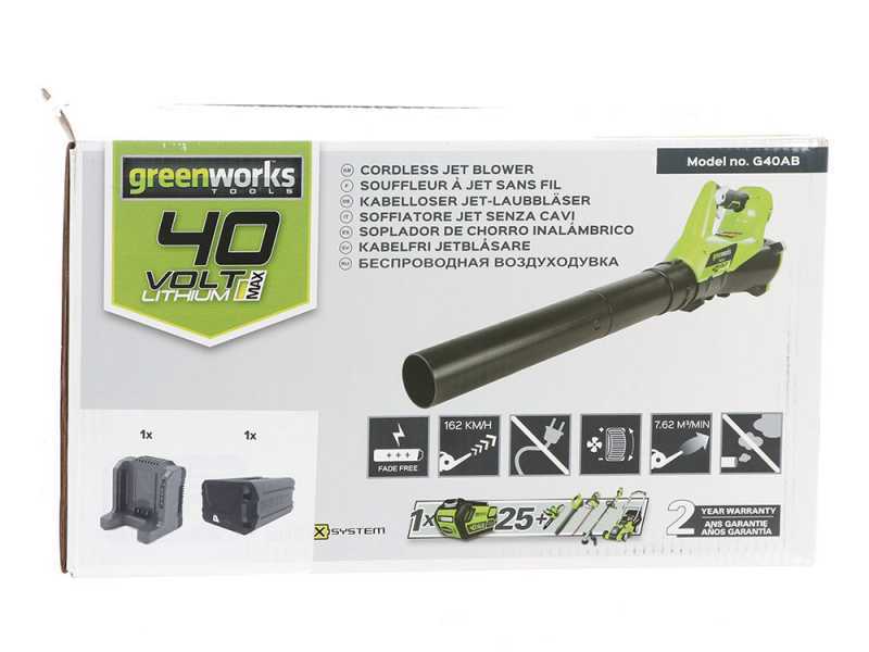 Greenworks GD40AB - Battery powered axial blower - 4 Ah 40V