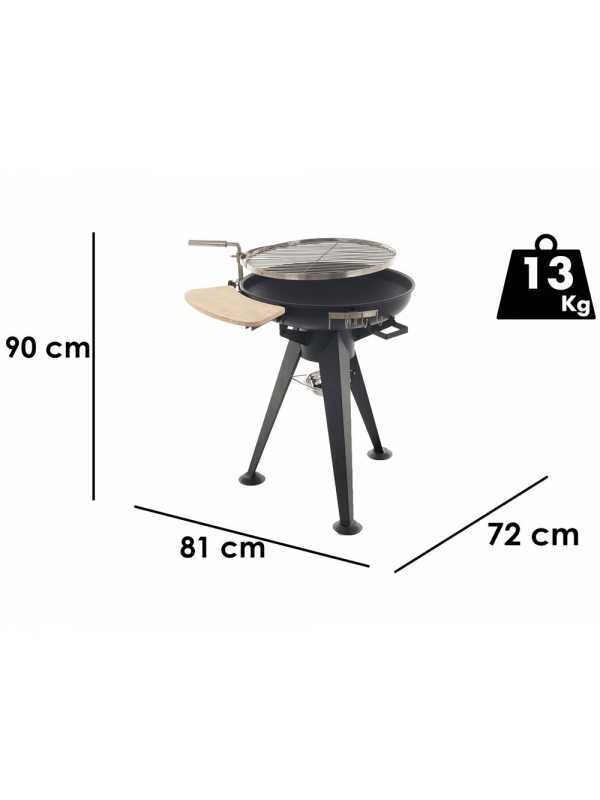 Royal Food BBQ3 Charcoal Barbecue with Stainless Steel Double Rotating Grid -  &Oslash; 66 cm Brazier