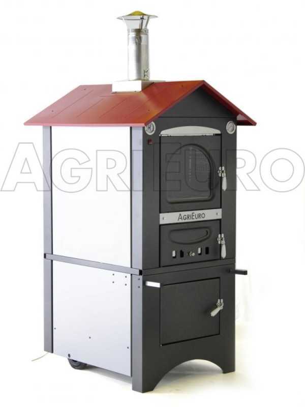 AgriEuro Medius 80 EXT Outdoor Steel Wood-fired Oven - ventilated - red roof