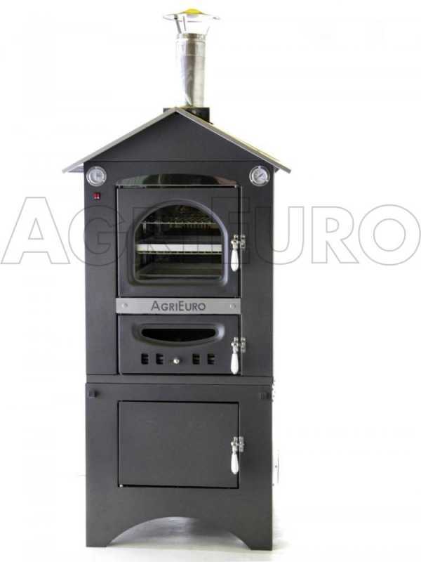 AgriEuro Medius 80 EXT Inox Outdoor Steel Wood-fired Oven - ventilated, roof and inox panels