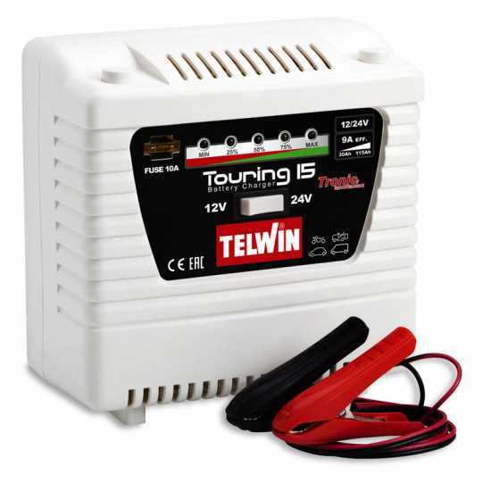 Telwin Touring 15 Battery Charger - 12 and 24 V Batteries - LED charging indicator