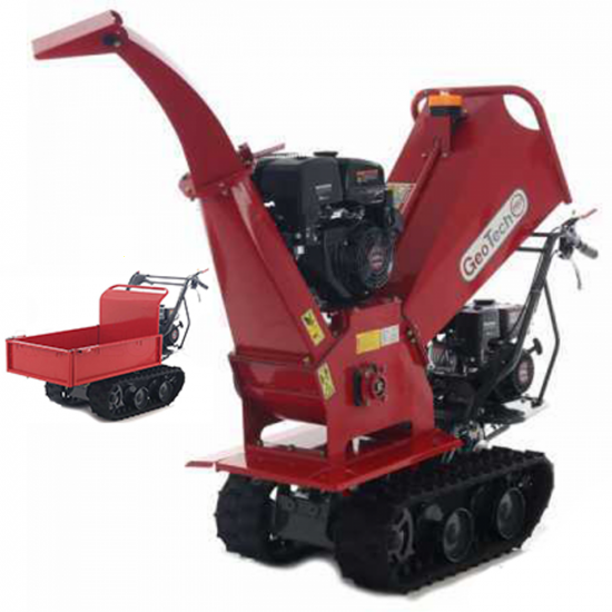 GeoTech PRO BMS155 LE Self-propelled Tracked Garden Shredder on Power Barrow - 6.5/15 Hp Engine