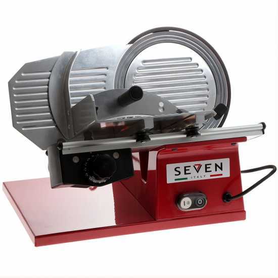 Seven Italy PS 220 PRO Red - Meat Slicer with 220 mm Blade - Sharpener Included - 160W