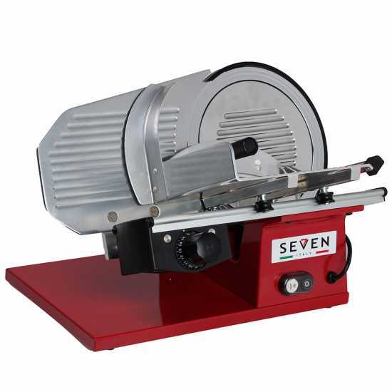 Seven Italy PS 250 PRO Red - Meat Slicer with 250 mm Blade - Sharpener Included - 180W