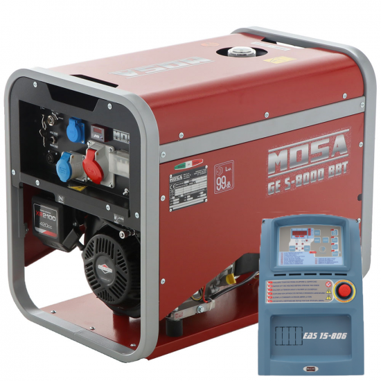 MOSA GE S-8000 BBT AVR EAS - 6.4 kW Petrol Power Generator with AVR - DC 5.6 kW Three-phase + ATS