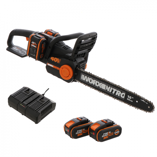 PROMO Worx Nitro WG385E - Battery-powered Electric Chainsaw - 2x20V/4Ah