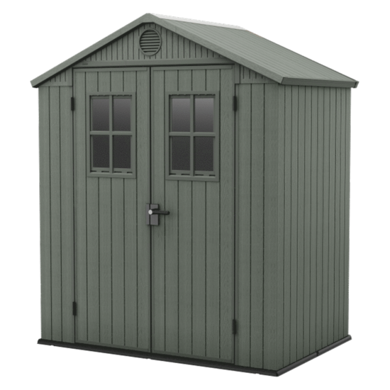 Keter Darwin Green - Garden Shed - with Front Windows - 190x122x221 cm