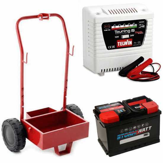 Full kit: metal trolley + 50Ah battery + Telwin Touring 15 battery charger