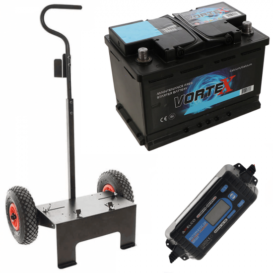 Full kit: Volpi trolley + 100 Ah battery + Awelco Automatic 20 battery charger