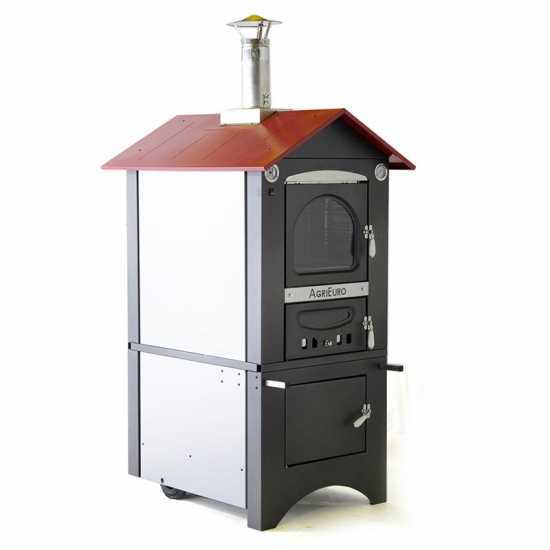 AgriEuro Medius 80 EXT Outdoor Steel Wood-fired Oven - ventilated - red roof