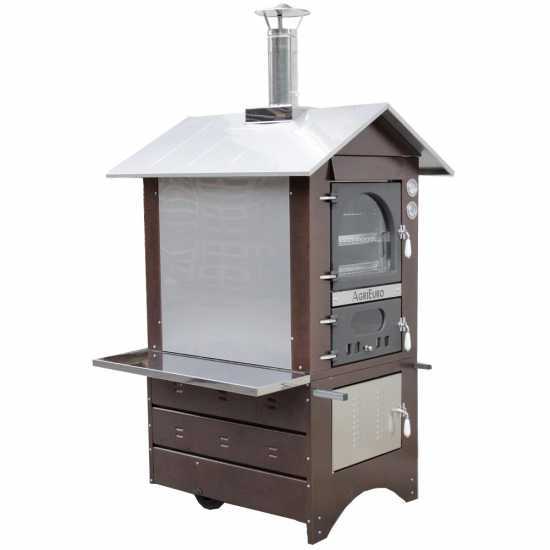 AgriEuro Top-Line Medius 80 Deluxe EXT Inox - Outdoor Wood-fired Steel Oven - Copper Enamel