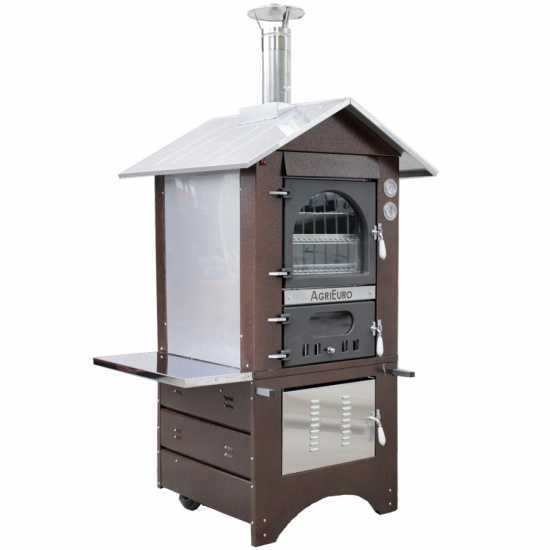 AgriEuro Medius 60 Deluxe EXT Inox Outdoor Steel Wood-fired Oven - copper enameling