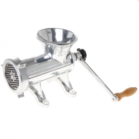 Hand crank manual meat grinder n&deg; 22 - food-safe aluminium tabletop mincer - Palumbo-Pavi