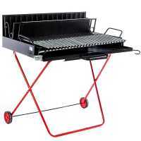 100 cm Wood-fired Barbecue with 98x48 Stainless Steel Grid and V Grooves for Grease Recovery - Foldable and Portable