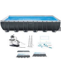 Intex Ultra XTR Frame 26368NP - Above-Ground Pool + Volleyball Net and Cleaning Kit