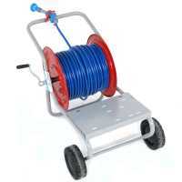 Hose reel with cart + 100 mt 40 bar hose + professional spray handgun