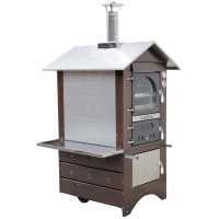 AgriEuro Top-Line Medius 80 Deluxe EXT Inox - Outdoor Wood-fired Steel Oven - Copper Enamel